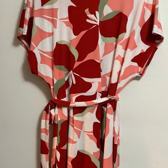 Nine West Red and Pink Floral Midi Dress - Picture 5 of 5